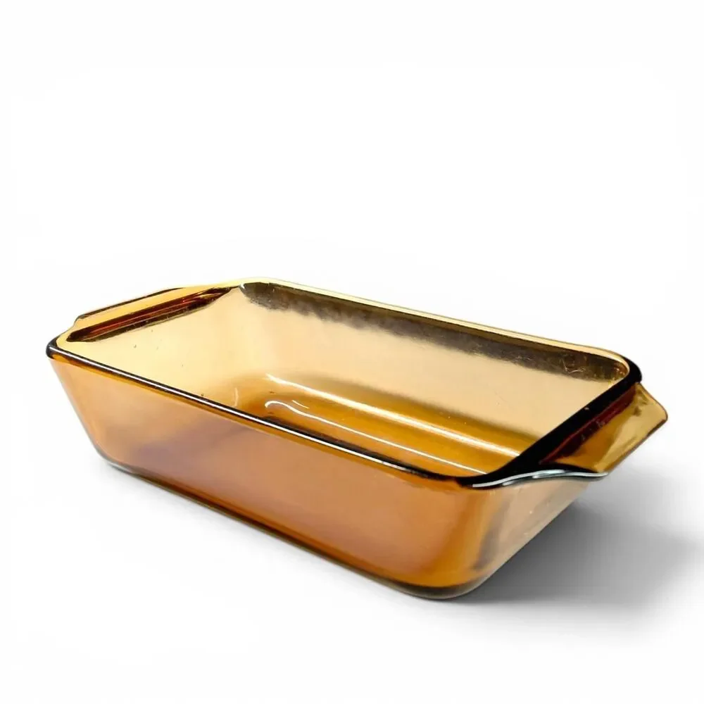 Vintage Fire-King Amber Glass Loaf Pan 441 Unmarked Center